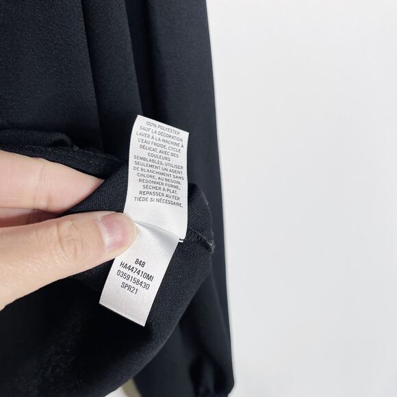 Halogen Medium M Black Eyelet Ruffle Yoke Detail Long Sleeve Blouse Top Peasant - Picture 8 of 8